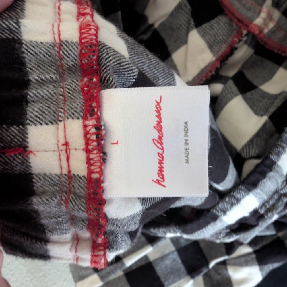 Hanna Anderson Black And White Flannel PJ Pants Size Large - Picture 3 of 7
